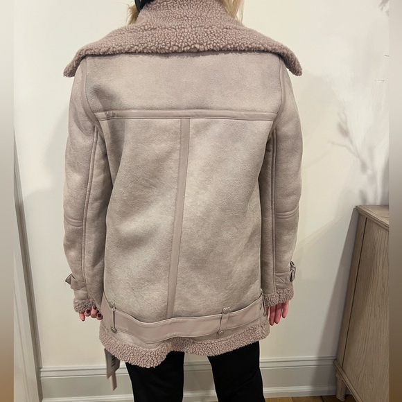 Avec Les Filles Moto Jacket with Sherpa. Color Dove, Size Small - Picture 5 of 6